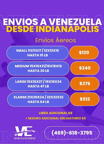 Envío Aéreo Indianapolis Venezuela