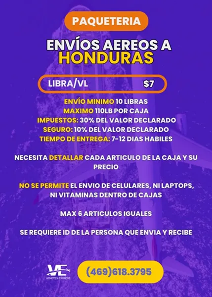 Envío Aéreo Midland Honduras