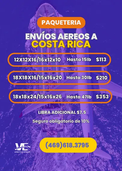 Envío Aéreo San Antonio Costa Rica