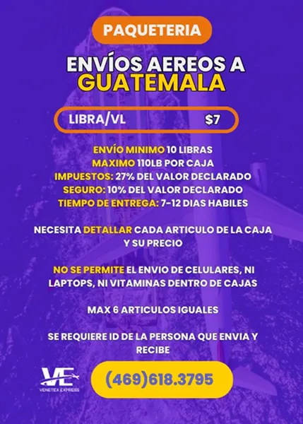 Envío Aéreo San Antonio Guatemala