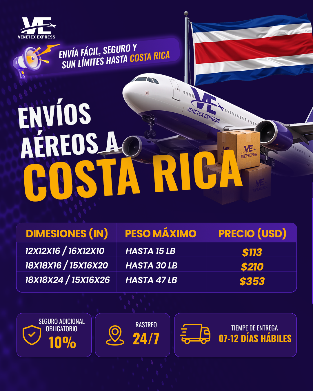 Envío Aéreo Dallas Costa Rica