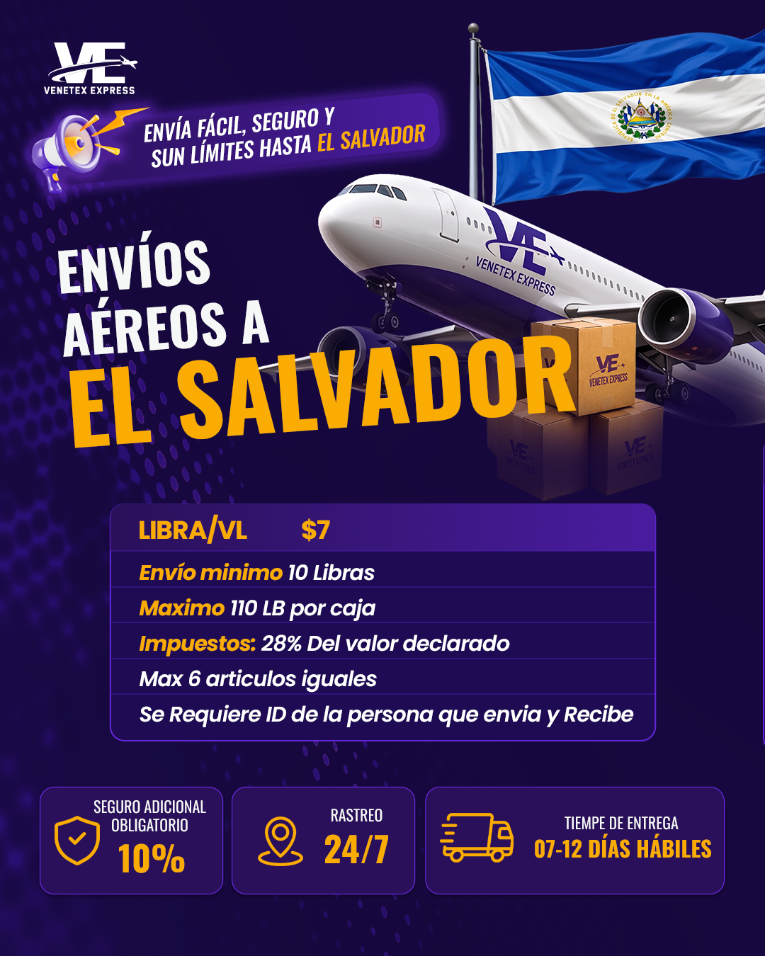 Envío Aéreo Dallas El Salvador