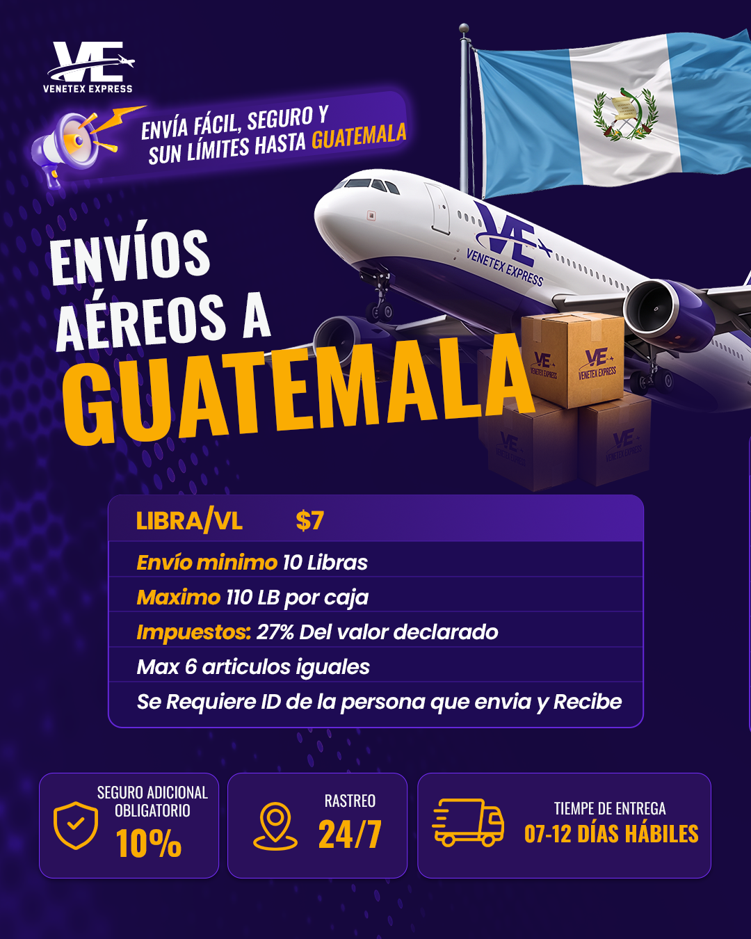 Envío Aéreo Dallas Guatemala