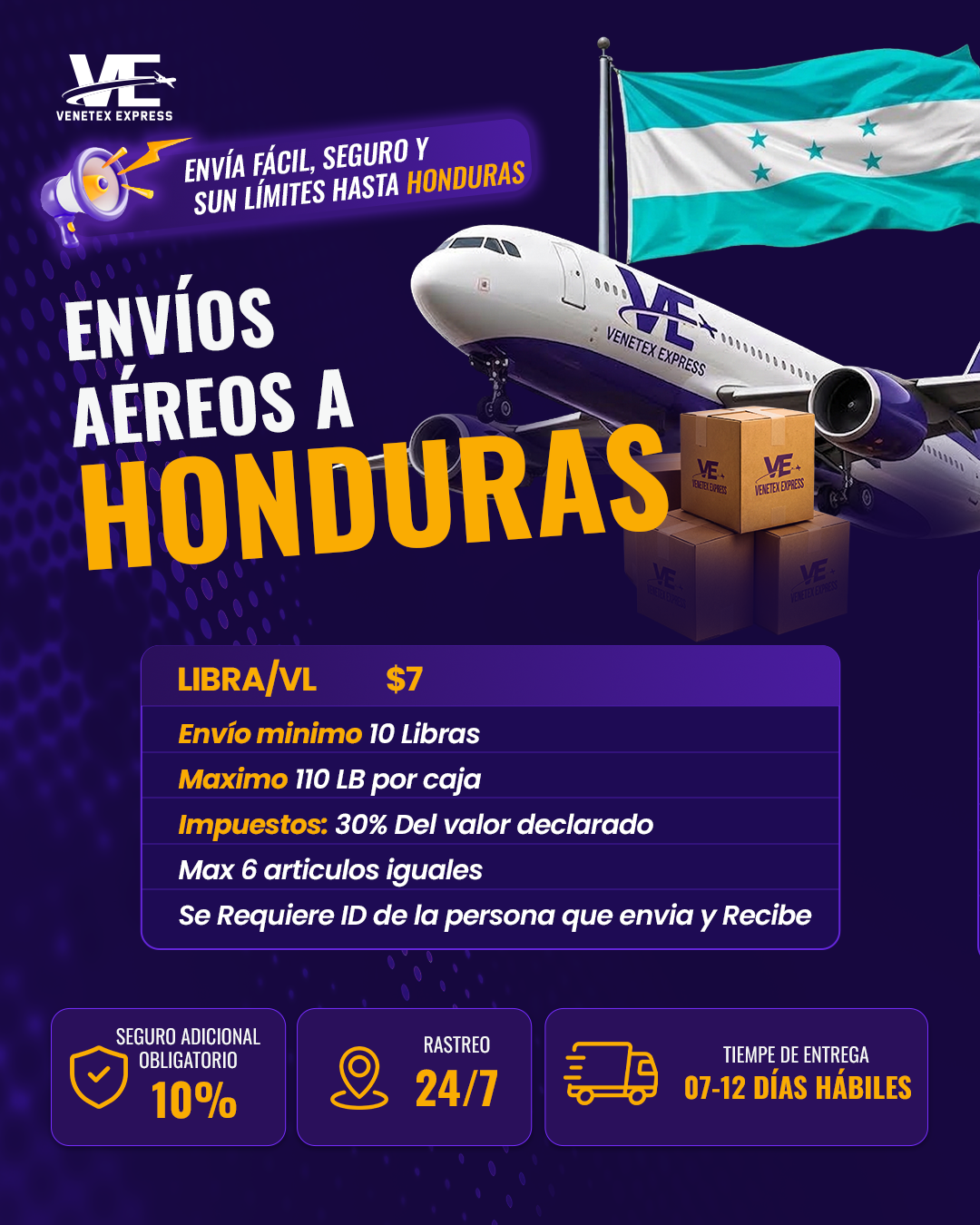 Envío Aéreo Dallas Honduras