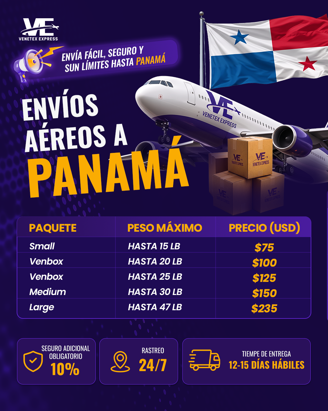 Envío Aéreo Dallas Panamá