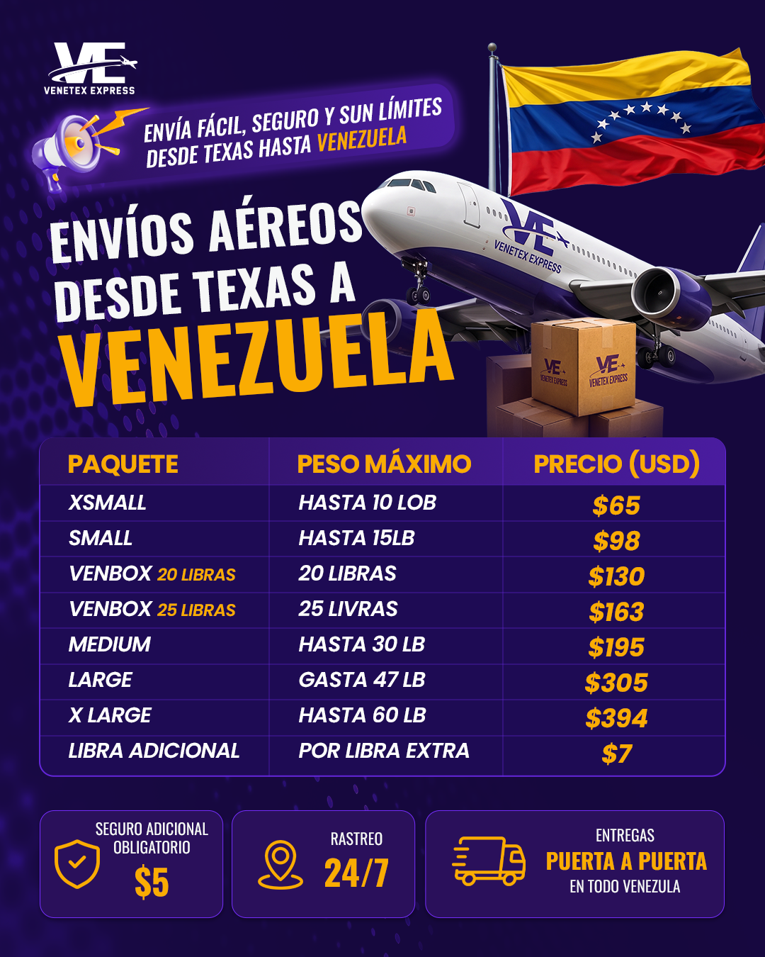 Envío Aéreo Dallas Venezuela