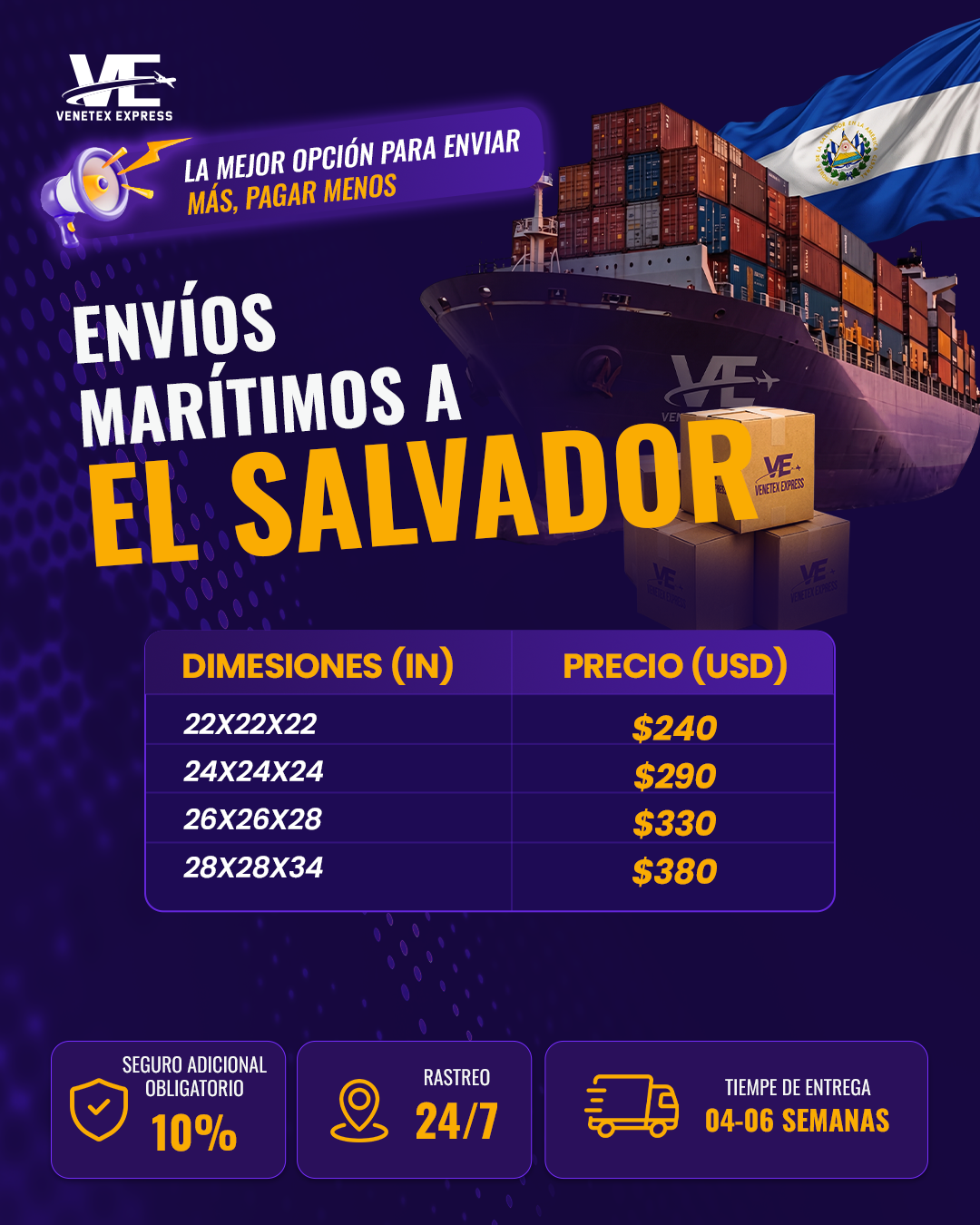 Envío Marítimo Dallas El Salvador